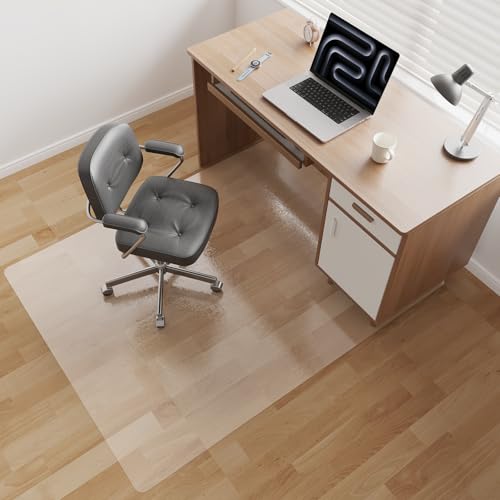 [Two-Sided Usable] 60 x 75 Hard Floor Chair Mats for Office, Clear Computer Chair Mat for Hardwood, Plastic Desk Floor Mat for Hardwood Floors, Rubber Office Chair Mat for Tile/Laminate Floor