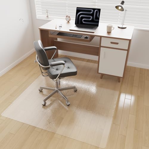 [Two-Sided Usable] 50 x 60 Hard Floor Chair Mats for Office, Clear Computer Chair Mat for Hardwood, Plastic Desk Floor Mat for Hardwood Floors, Rubber Office Chair Mat for Tile/Laminate Floor