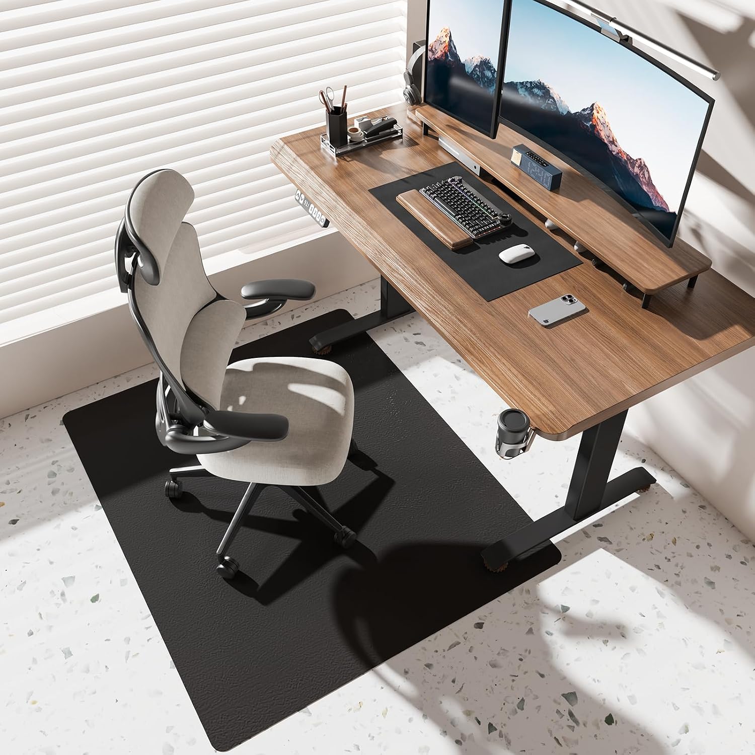[Thickened to 2.0mm] 50"x 60" Office Chair Mat for Hardwood, Vinyl Computer Floor Mat, Anti-Slip Desk Mats for Hardwood, Easy to Clean Office Chair Floor Protector, Durable Rolling Chair Mat
