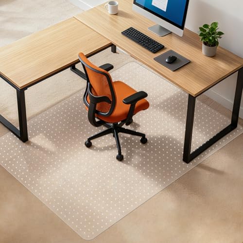Office Chair Mat for Carpet Floor, 48"X60" Chair Mat, Slip Resistant Heavy Duty Under Desk Protector Carpeted Floors Mats, Office Low Pile Carpets and Rolling Computer Mats with Studs for Home