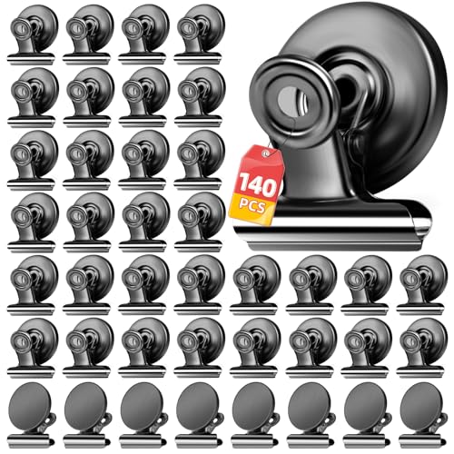 VNDUEEY 140 Pack Magnetic Clips Fridge Magnet, Magnetic Paper Clip Holder, Whiteboard Clip Magnets Refrigerator Magnet, Strong Magnet Clips for Whiteboard Locker