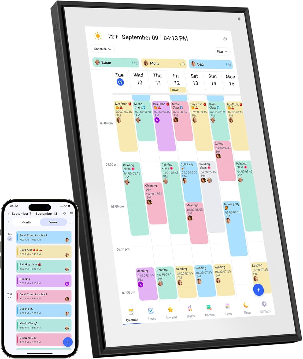 15.6 Inch Digital Calendar Wall Planner 2025-2026  HD Touchscreen Smart Photo Display for Family Schedules, 32GB Electronic Calendar Chore Chart + To-do List, Wall Mount & Desktop Stand