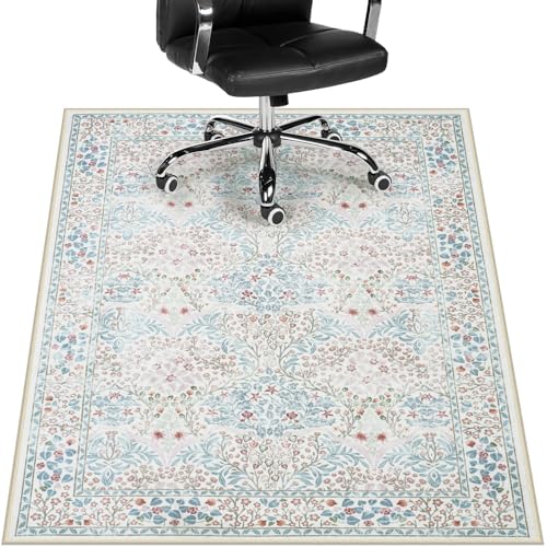 Anidaroel 48"x60" Green Floral Office Chair Mat for Hardwood Floor, Office Rugs for Rolling Chair, Computer Gaming Chair Mat, Under Desk Chair Floor Mat Large Protector Carpet