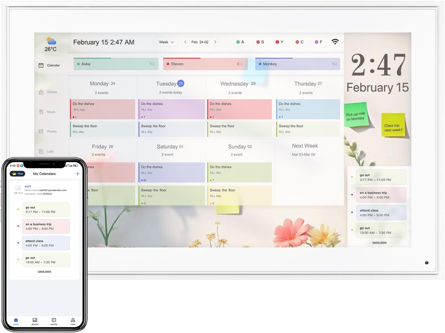 Herncptar 15.6" Digital Calendar (White)