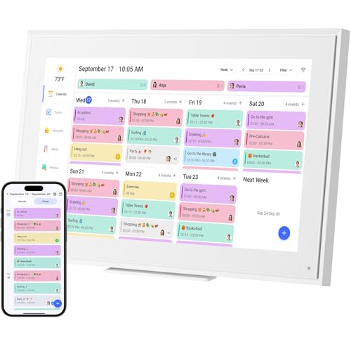 15.6-inch Wall Digital Calendar,2025 Smart WiFi Calendar & Chore Chart,Full HD Touchscreen Interactive Display for Family Schedules-Wall/Desk Mountable Planner,Meeting Reminders & Deadline Tracking