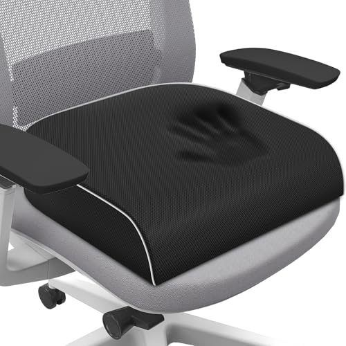 Seat Cushion for Tailbone Pain Relief, Office Chair Cushion, Memory Foam Large Chair Cushion with Non-Slip Cover for Soft Support at Office Chair, Car Seat, Airplane Black/XLarge