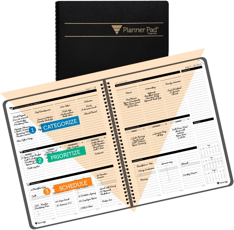 Planner Pad Spiral Bound 3-Tier Funnel Down