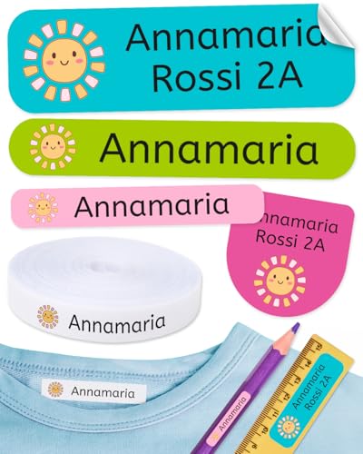 620 Custom Name Labels for Clothing & School Supplies  400 Iron-On Fabric Labels + 220 Waterproof Stickers for School, Daycare & Nursing Home