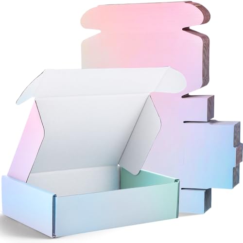 Spakon 50 Packs Shipping Boxes Cardboard Corrugated Mailer Packaging Boxes for Small Business Cute Small Box Cardboard Carton Box Mailers for Packaging Product(Candy Color,9 x 6 x 2.36 Inches)