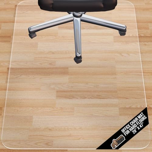 GORILLA GRIP Office Chair Mat for Hardwood Floors, 29x47 Smooth Glide Slip Resistant Under Desk Hard Wood Floor Protector, Stay in Place Plastic Computer Mats for Rolling Office Chairs, Clear