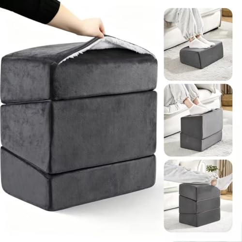 Foot Rest for Under Desk at Work, Adjustable Footrest for Office Chair & Gaming Chair,Ergonomic Footrest Pillow Desk Foot Stool with Washable Cover for Home, Airplane, Travel (Gray)