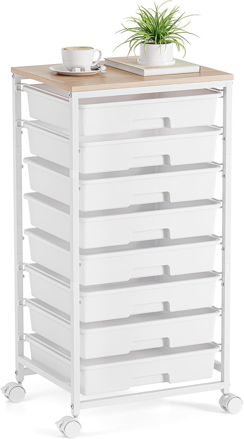 TOOLF 8-Drawer Storage Cart (White)