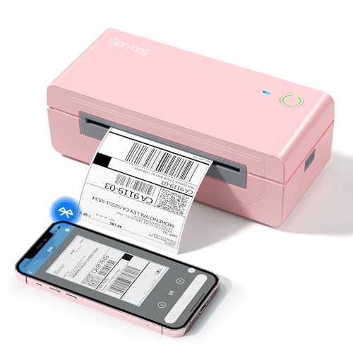 Bluetooth Thermal Shipping Label Printer, 4X6 Inkless Label Machine for iOS, Android, Laptop, Wireless Printer for Small Business, Compatible with Amazon, UPS, Shopify, Pink