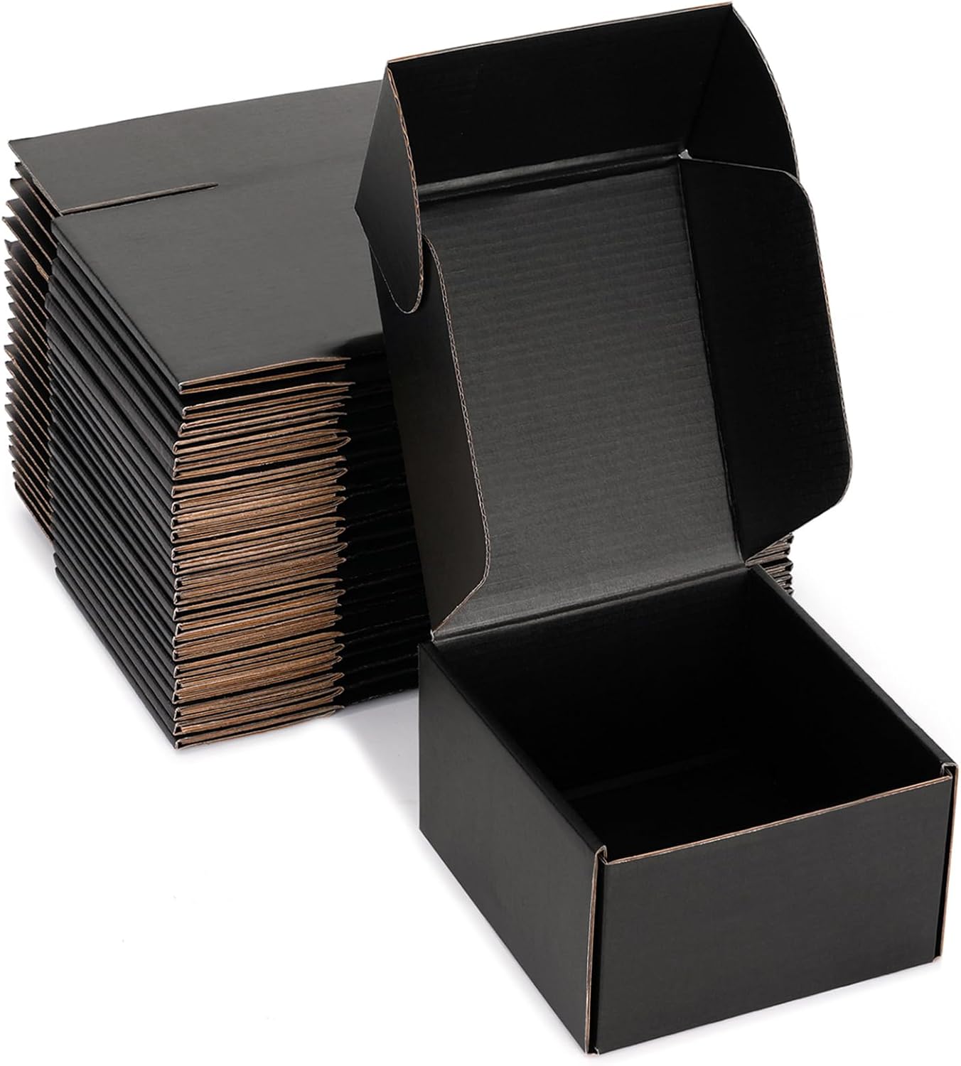 Small Shipping Boxes 6x6x4 Inch (25 Pack) - Sturdy Black Corrugated Cardboard Boxes for Small Business, Ecommerce, Mailing & Packaging | Recyclable Gift & Storage Boxes