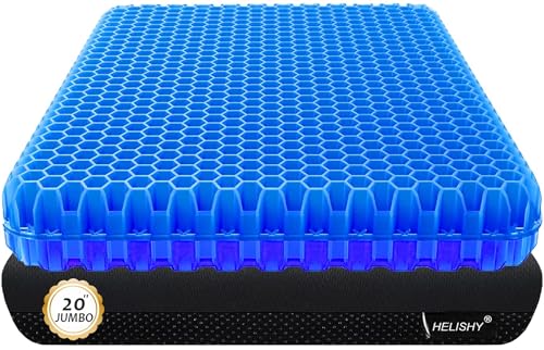 20" Gel Seat Cushion for Long Sitting Pressure Relief - Jumbo & Thick Gel Cushions for Office Chairs - Tailbone Pain Relief Cushion, Sciatica & Back Support, Wheelchair Cushions & Car Seat Cushion