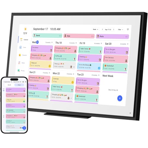 15.6 inch Wall Planner Digital Calendar Electronic Calendar Chore Chart,2025 Smart Touchscreen Full HD Interactive Display for Family Schedules,Wall/Desk Mountable for Seamless Scheduling/Organizing