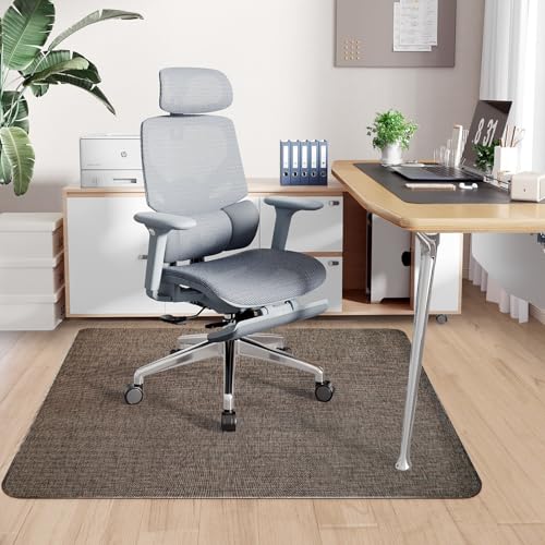 Sycoodeal Office Chair Mat for Hardwood & Tile Floor, 36" x 48" Heavy Duty Computer Gaming Chair Mat for Rolling Chairs Non-Curve, Anti-Slip, Floor Protector for Home Office (Coffee)