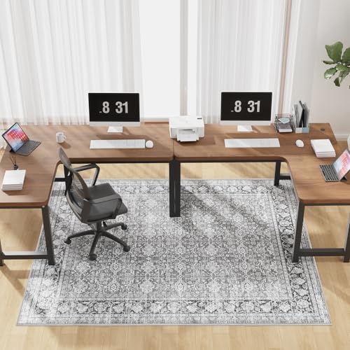 Modern Grey 60" x 75" Hard floor Chair Mats, Machine Wash Computer Chair Mat for Hardwood,Easy Glide Rolling Chairs Mat for Office & Home,Anti-Slip Floor Protector for Tile Floors,Foldable Office Mats