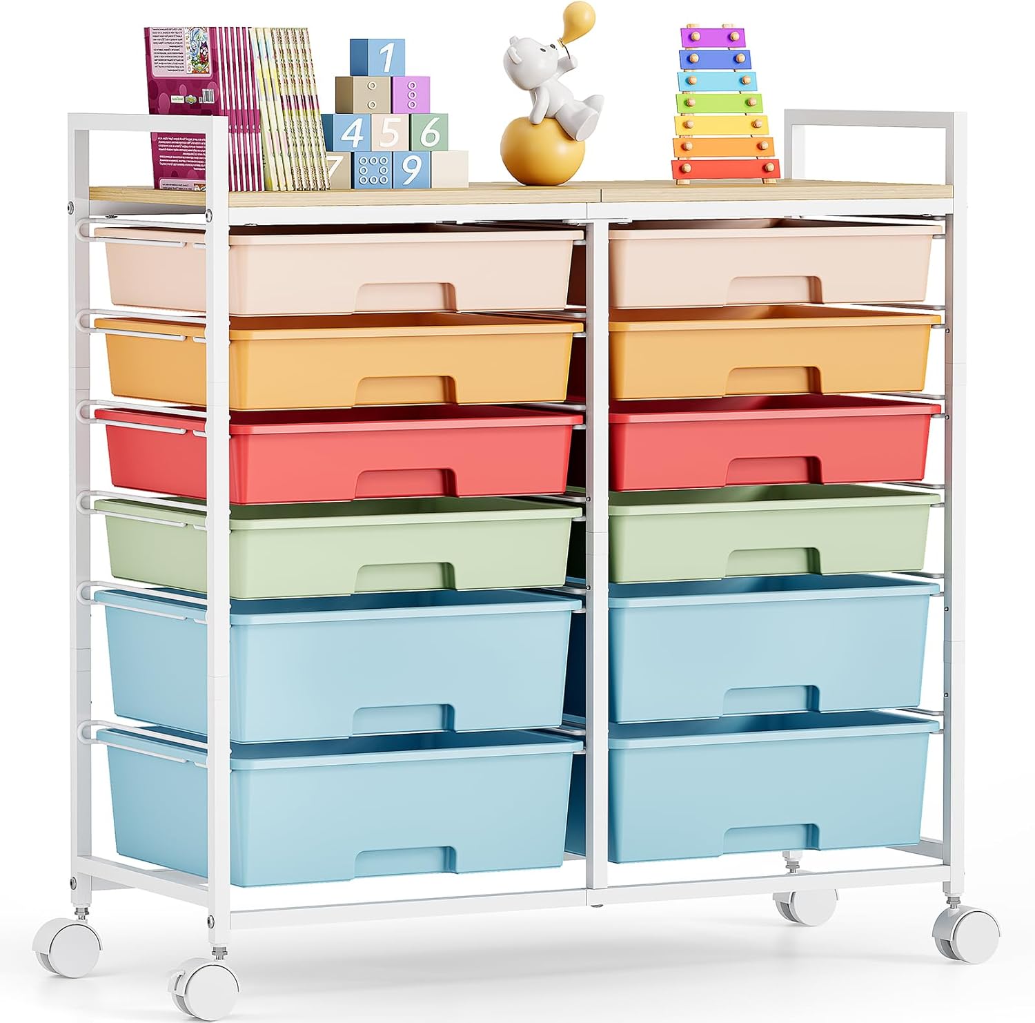 TOOLF 12-Drawer Rolling Cart (Rainbow)