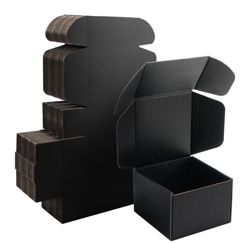 6x6x4 Black Shipping Boxes - 25 Pack
