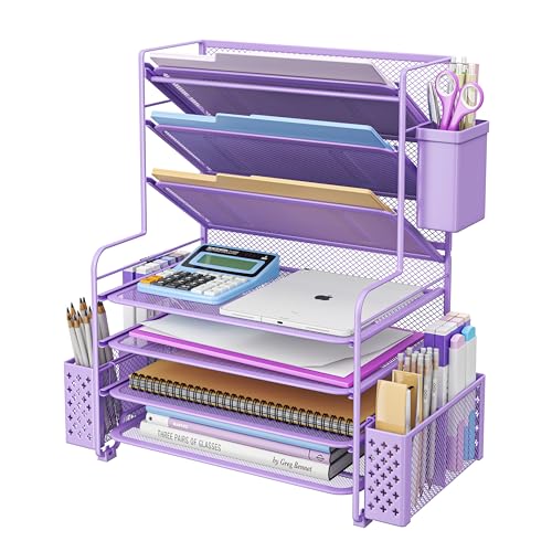 Simple Trending 7 Tier Desk File Organizer (Purple)