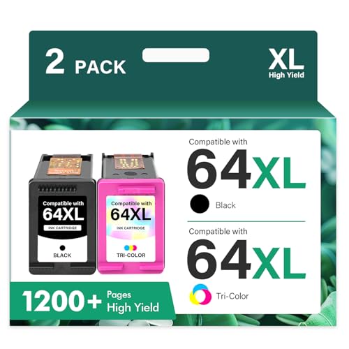 64XL 64 7900e Black and Color Ink Cartridge Combo Pack Remanufactured Replacement for HP Printers 7900e Series Envy Photo 7855 7858 7155 Inspire 7200e 7255e 7955e 6255 Tango Ink Cartridges (2 Pack)