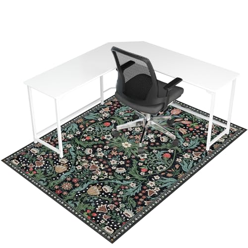 Office Chair Mat for Hardwood Floor & Tile Floor,48"X 60" Heavy Duty Desk Chair Mat for Hard Floors, Under Desk Rug for Rolling Computer Chair,Anti Slip,Low Pile Carpet Floor Protector-Green Grass