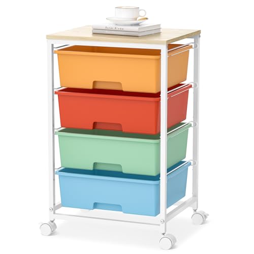 SYKIARIOL 4‑Drawer Rolling Cart (Macaron)
