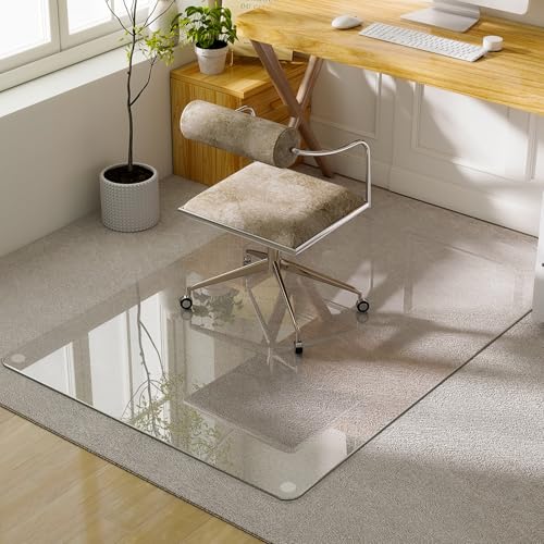 GLSLAND 54"x32" Tempered Glass Chair Mat