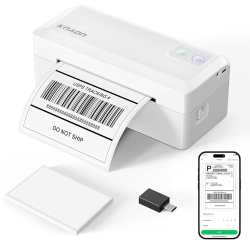 Shipping Thermal Label Printer, 4x6 Portable Label Printer, Bluetooth Label Maker for Small Business, Support iPhone,Android,Windows,Mac,Chromebook,Works with USPS, Ebay,Shopify&More, White