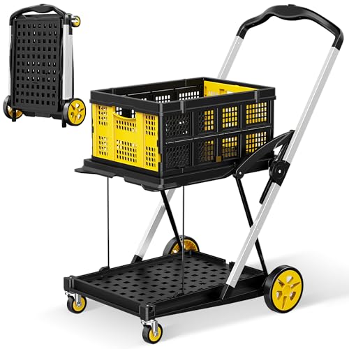 Dkenicor Collapsible Shopping Cart (Yellow, 1 Crate)