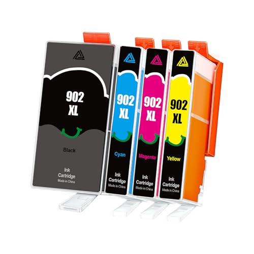 902XL Ink Cartridges for HP Printers Compatible Replacement for HP 902 902 Ink Cartridges, 4 Pack Latest Chip