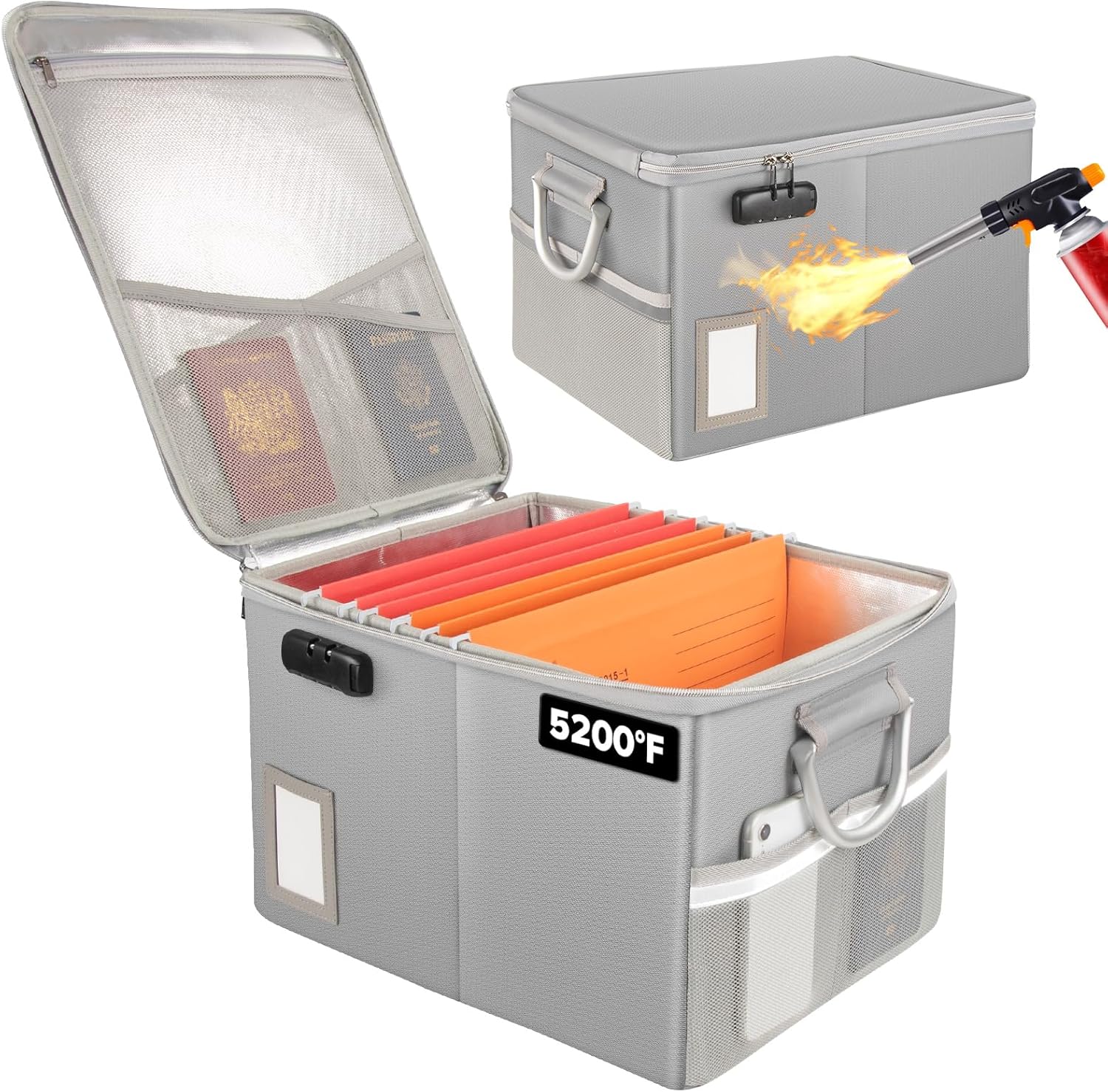 TOMKID 5200F Fireproof Document Box (Silver)