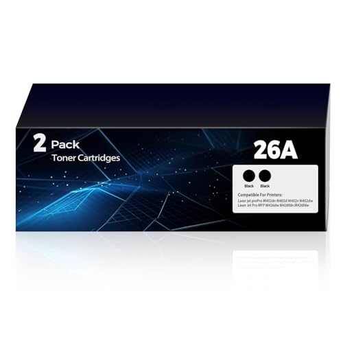 26A Toner Cartridges High Yeild for HP 26a 26X CF226A Toner Replacement Works with LaserJet pro M426dw M402n M402d M402dn M402dw for Laserjet Pro MFP M426fdw M426fdn Printer (2 Black,High-Capacity)