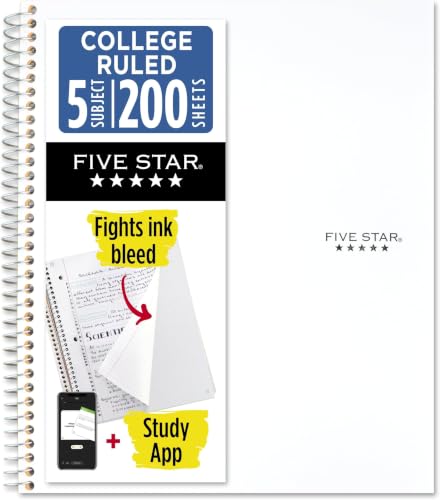 Five Star 5-Subject Spiral Notebook (White)