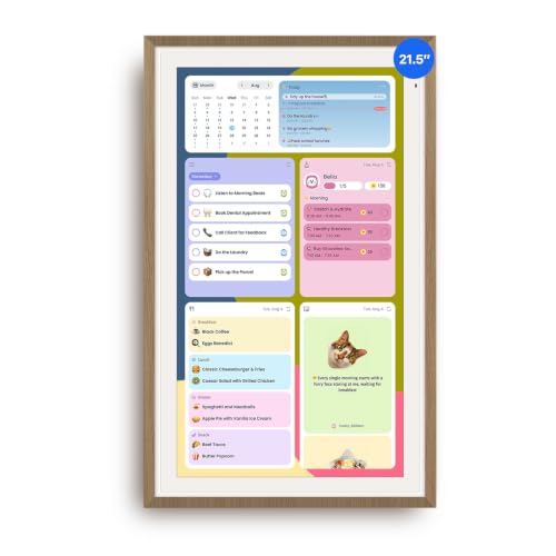 ApoloSign 21.5-inch Digital Calendar: Dual Mode Calendar with Google Play & Multi-calendar Sync, Electronic Planner & Chore Chart, Smart Touchscreen, Interactive Display for Family Schedules (Teak, 21.5")