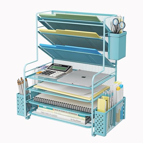 Simple Trending 7 Tier Desk File Organizer (Blue)
