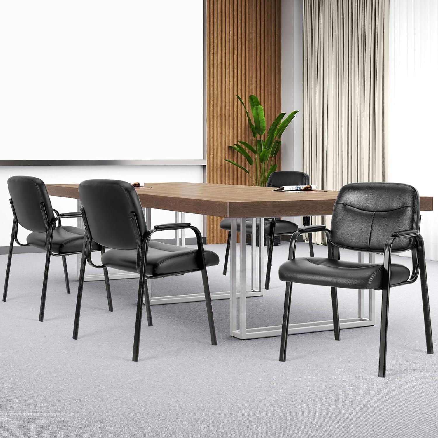Sweetcrispy Leather Waiting Room Chairs Set of 4