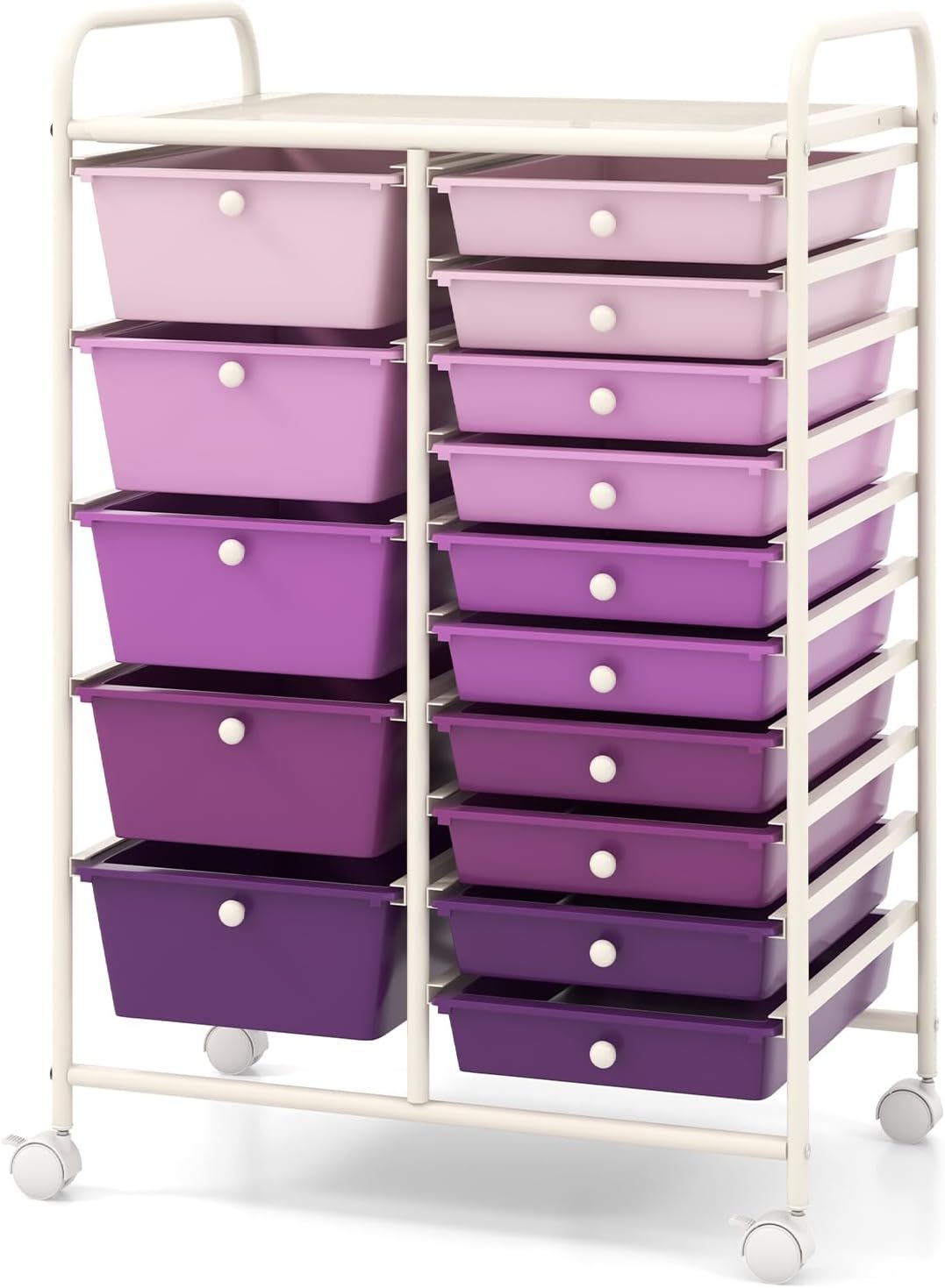 HAPPYGRILL 15-Drawer Rolling Cart (Purple Gradient)