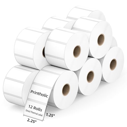 Printholic 2.25 x 1.25" Direct Thermal Labels (12 Rolls)