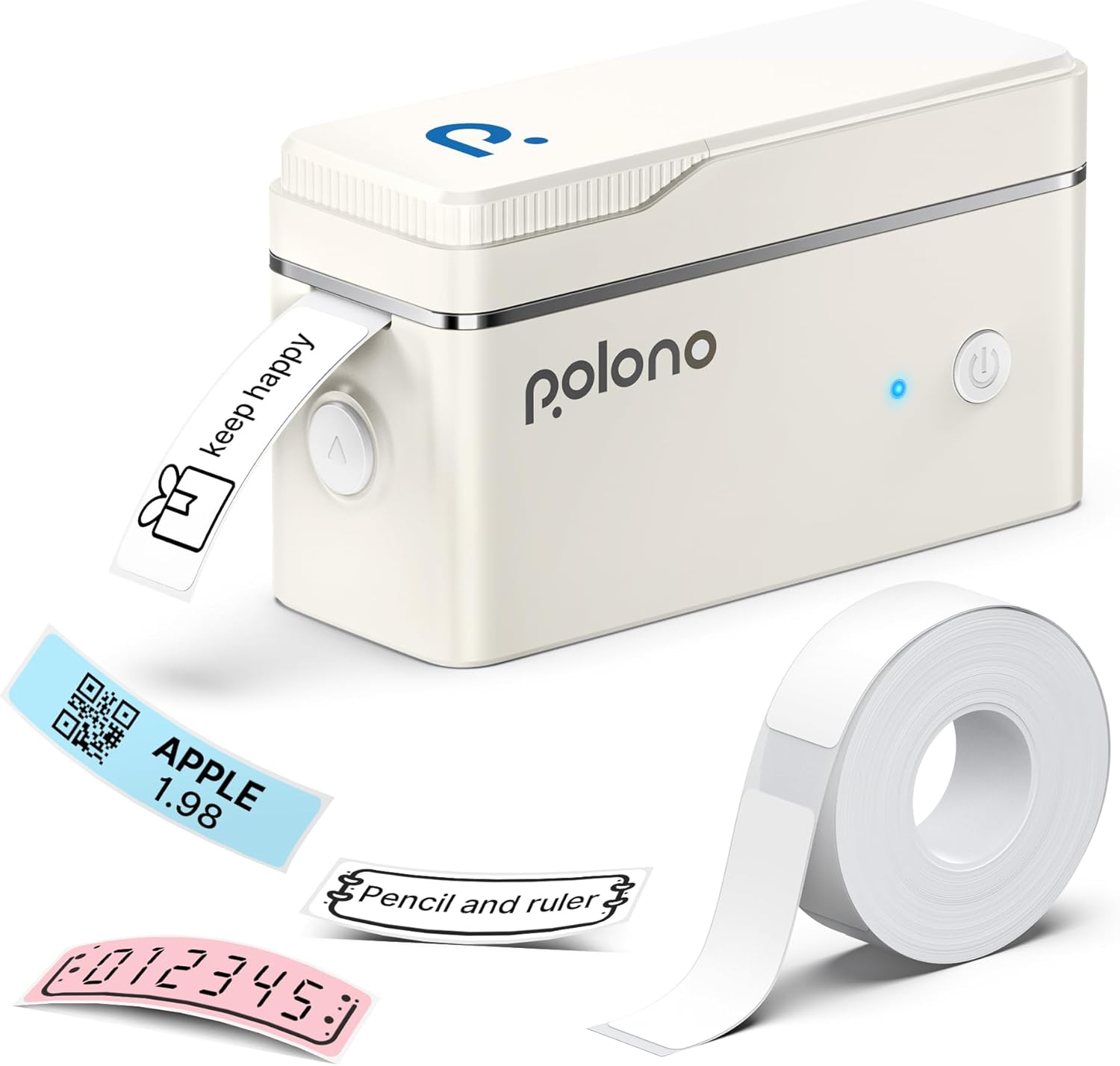 POLONO P31S Label Maker Machine with Tape, Portable Thermal Printer, Portable Bluetooth Label Printer for Organizing Storage Office Home, Sticker Maker Mini Label Maker with Multiple Templates, Beige