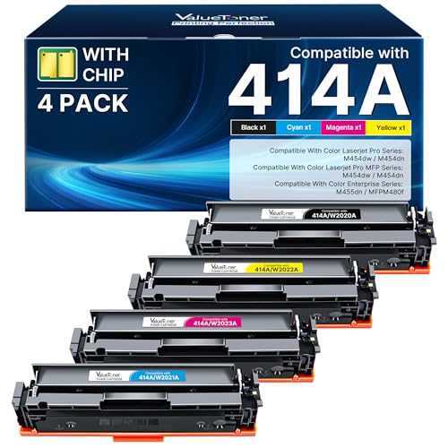 414A Toner Cartridges 4 Pack (with Chip) - MFP M479fdw Replacement for HP 414A HP 414X Toner for HP Color Laserjet Pro MFP M479fdw M479fdn M479dw Pro M454dw M454dn M479 M454 M480f PrinterW2020A