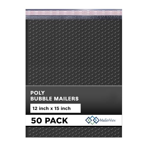 Black Large Poly Bubble Mailers 12x15